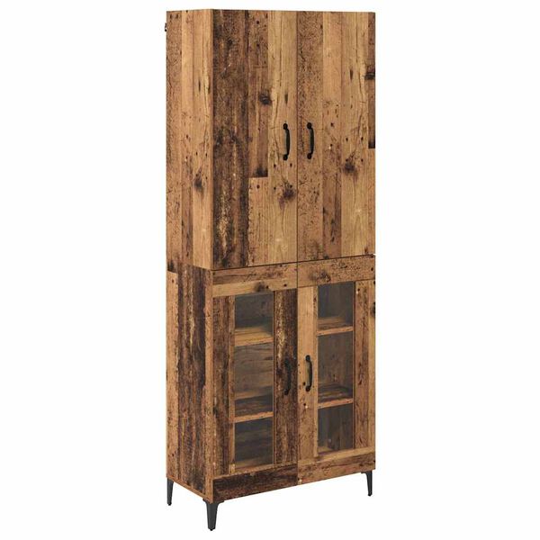 vidaXL Highboard Montowane na ścianie Stare drewno 69,5 x 34 x 180 cm