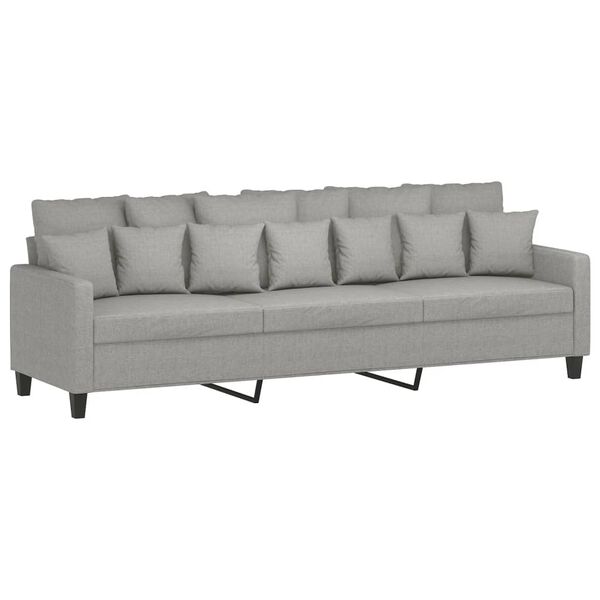 vidaXL Sofa 3-osobowa, jasnoszara, 210 cm, tapicerowana tkaniną