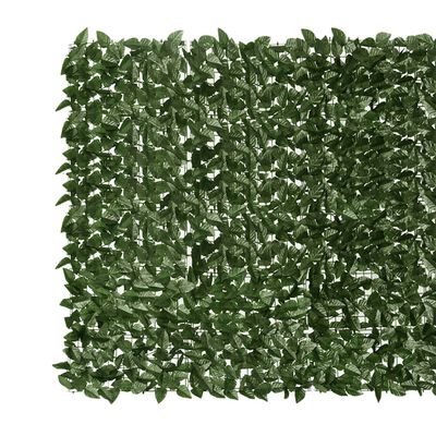 vidaXL Parawan balkonowy, ciemnozielone liście, 600x150 cm