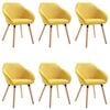 vidaXL Krzesła stołowe, 6 szt., ż&oacute;łte, tapicerowane tkaniną