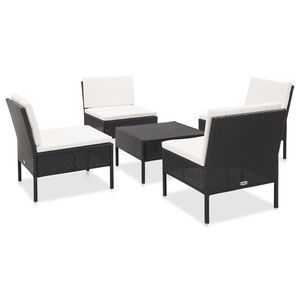 vidaXL 5-częściowa sofa ogrodowa z poduszkami, rattan PE, czarna