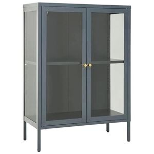 vidaXL Szafka boczna, antracytowa, 75x35x105 cm, stal i szkło