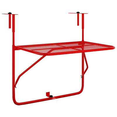 vidaXL Stolik balkonowy, czerwony, 60x40 cm, stalowy