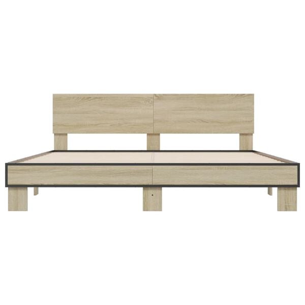 vidaXL Rama ł&oacute;żka, dąb sonoma, 200x200 cm, materiał drewnopochodny
