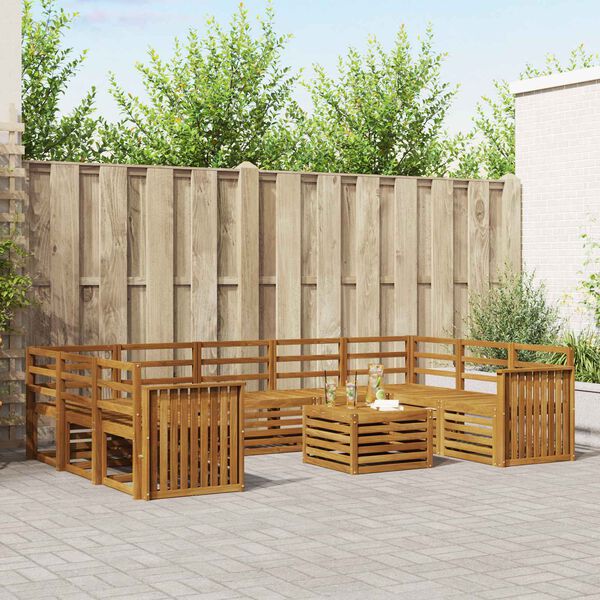 vidaXL Zestawy sof 10 pcs Naturalny Lite Drewno Akacji