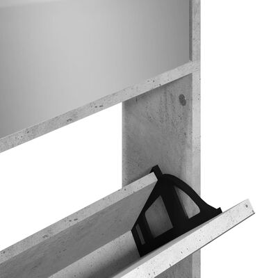 vidaXL Szafka na buty z lustrem, 4 poziomy, szary beton, 63x17x134 cm