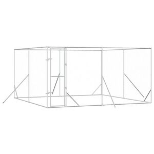 vidaXL Kojec zewnętrzny dla psa, srebrny, 4x4x2 m, stal galwanizowana