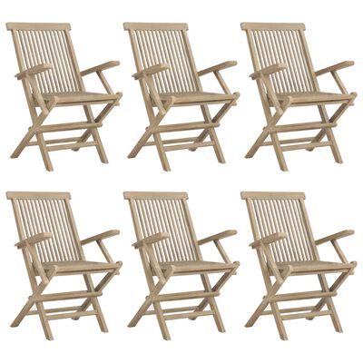 vidaXL Składane krzesła ogrodowe, 6 szt., szare, 56x61x89 cm, tekowe