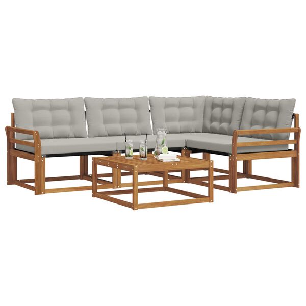 vidaXL Zestaw sof na zewnątrz z poduszką 5 pcs Naturalny i Jasny Szary