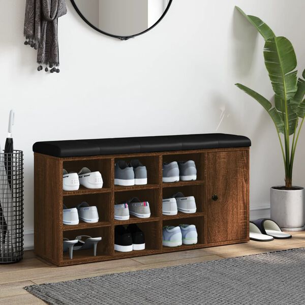 vidaXL Ławka na buty, brązowy dąb, 102x32x50 cm