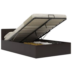 vidaXL Rama ł&oacute;żka z podnośnikiem, szara, sztuczna sk&oacute;ra, 140 x 200 cm