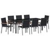 vidaXL Zestaw do jadalni w ogrodzie 9 pcs Czarny