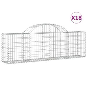 vidaXL Kosze gabionowe, 18 szt, 200x30x60/80 cm, galwanizowane żelazo
