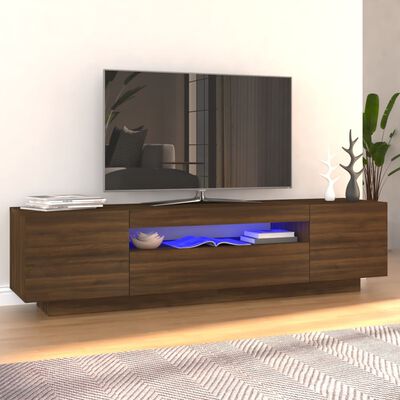 vidaXL Szafka pod TV z oświetleniem LED, brązowy dąb, 160x35x40 cm