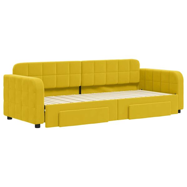 vidaXL Sofa rozsuwana z szufladami, żółta, 80x200 cm, aksamit