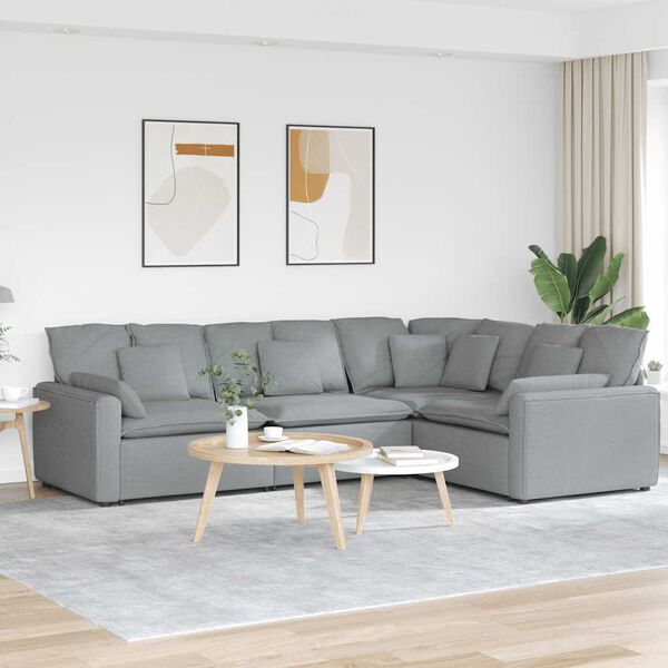 vidaXL Sofa modułowa z poduszkami Tkanina jasnoszara