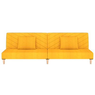 vidaXL 2-os. kanapa z podnóżkiem i 2 poduszkami, żółta, obita tkaniną