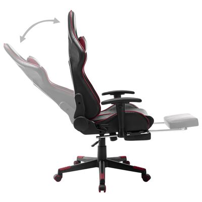 vidaXL Fotel dla gracza z podnóżkiem, czarno-bordowy, sztuczna skóra