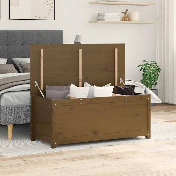 vidaXL Skrzynia do przechowywania, brązowa 110x50x45,5 cm, lita sosna