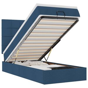 vidaXL Otomana Ł&oacute;żko z Materacem i LED Niebieski 100x200 cm Tkanina
