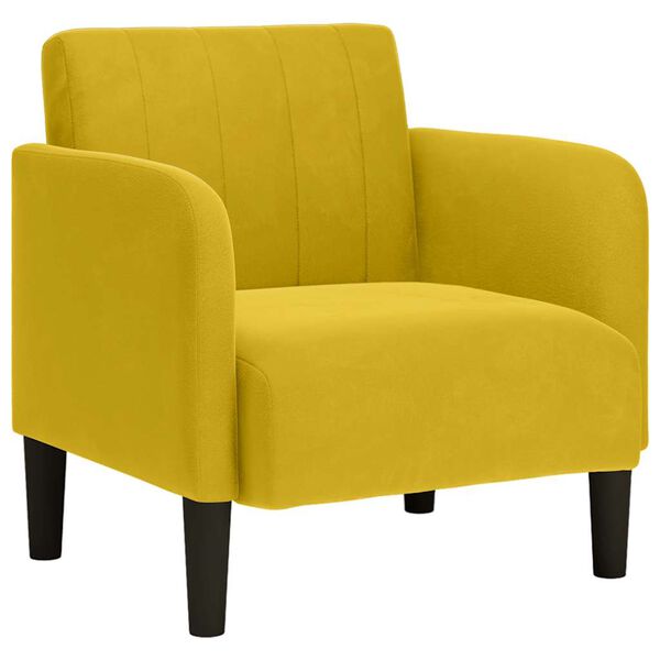 vidaXL Sofa Fotel z Podłokietnikami Ż&oacute;łty 54 cm Aksamit