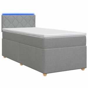 vidaXL Ł&oacute;żko Box Spring z materacem i LED jasnoszary 90 x 190 cm