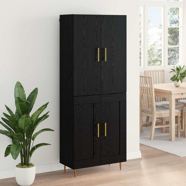 vidaXL Highboard Czarny Dąb 69,5 x 34 x 180 cm Materiał drewnopochodny