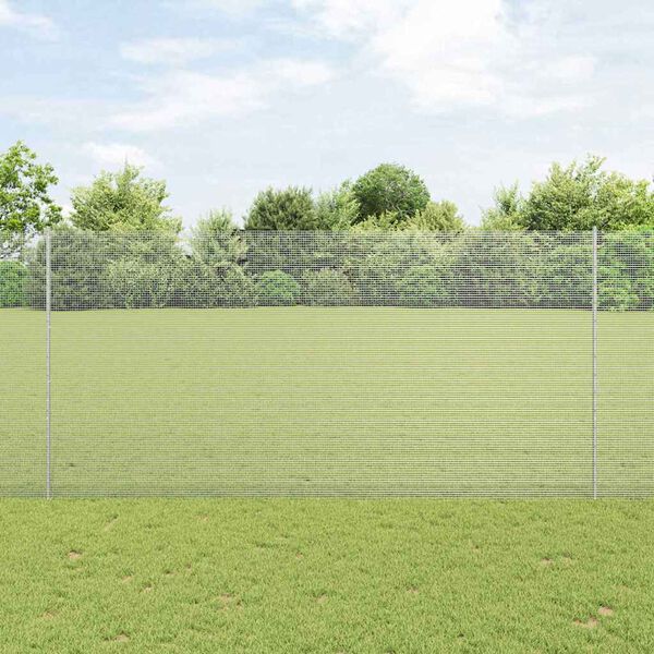 vidaXL Płot i Słup Srebrny 1,5 x 10 m Stal