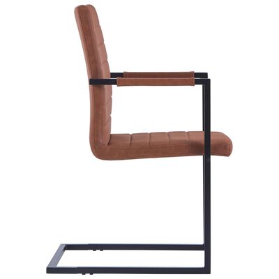 vidaXL Wspornikowe krzesła stołowe, 2 szt., brązowe, sztuczna skóra