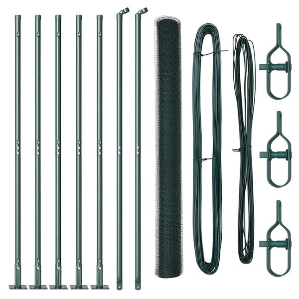 vidaXL Ogrodzenie z słupkami Zielony 1.4 x 10 m Stal pokryta PCV