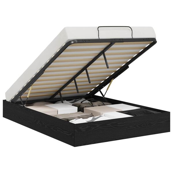 vidaXL Ł&oacute;żko otomanowe z przechowywaniem Czarny Dąb 203 x 140 x 25 cm