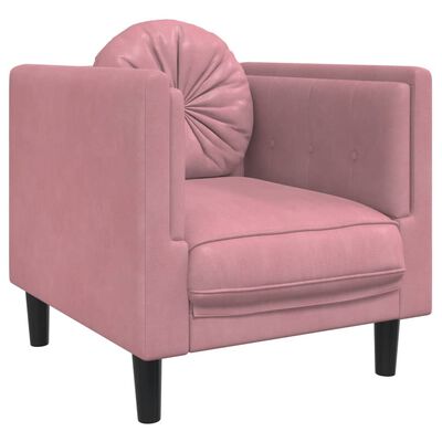 vidaXL Fotel z poduszką, różowy, aksamit