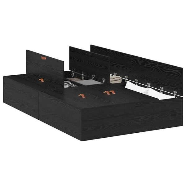 vidaXL Rama łóżka z miejscem na przechowywanie Czarny Dąb 120 x 200 cm