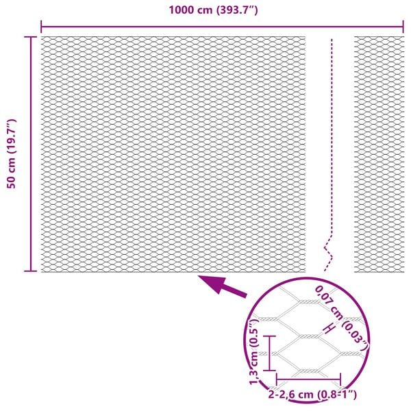vidaXL Ogrodzenie heksagonalne Zielony 0,5 x 10 m Stal