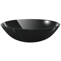vidaXL Umywalka z czarnego, hartowanego szkła 42 cm