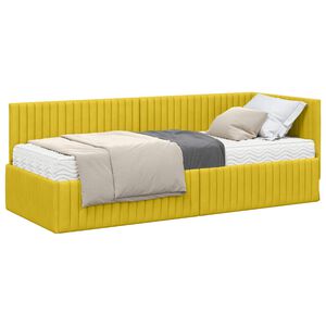 vidaXL Rama Ł&oacute;żka Narożnego z Materacem 2 pcs Ż&oacute;łty Aksamit