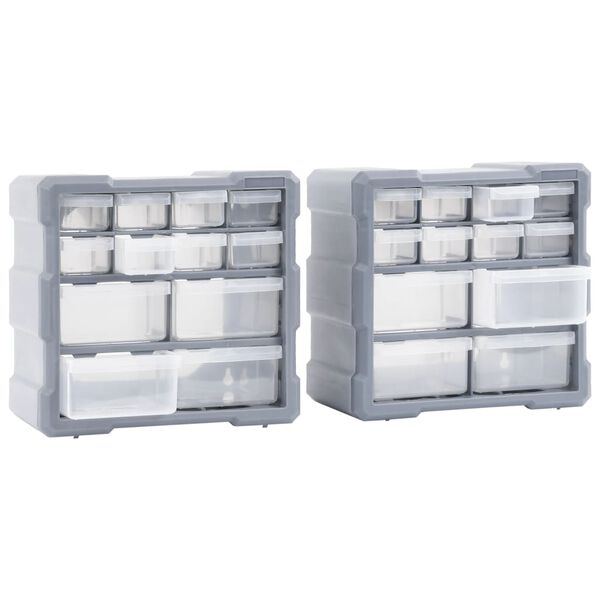vidaXL Organizery z 12 szufladkami, 2 szt, 26,5x16x26 cm