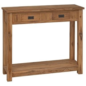 vidaXL Konsola naturalny 90 x 30 x 80 cm Lite drewno teakowe