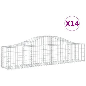 vidaXL Kosze gabionowe, 14 szt, 200x30x40/60 cm, galwanizowane żelazo