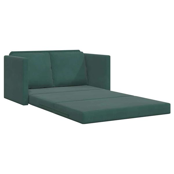vidaXL Sofa podłogowa 2-w-1, ciemnozielona, 122x204x55 cm, aksamit