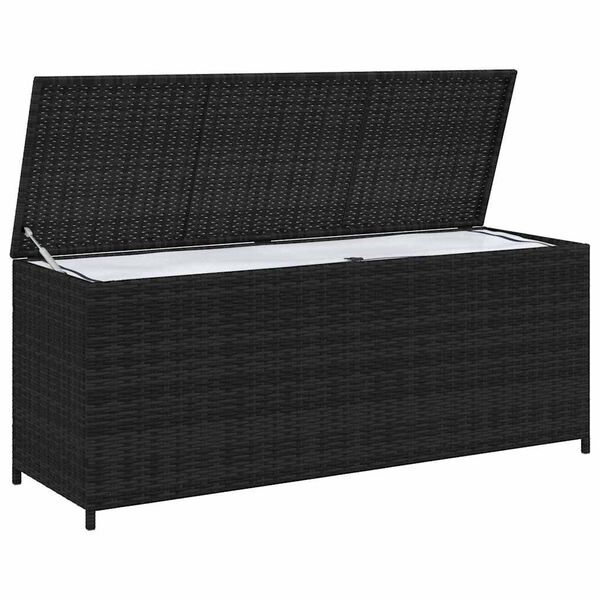 vidaXL Skrzynia ogrodowa, czarna, 150 x 50 x 60 cm, rattan PE