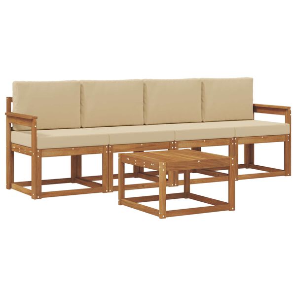 vidaXL Zestaw sof na zewnątrz z poduszką 5 pcs Naturalny i Beżowy