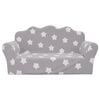 vidaXL 2-os. kanapa dla dzieci, jasnoszara w gwiazdki, miękki plusz