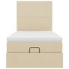 vidaXL Rama ł&oacute;żka otomana z materacem, kremowa, 80x200 cm, tkanina