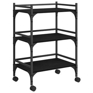 vidaXL W&oacute;zek Kuchenny Czarny Dąb 50 x 35 x 75.5 cm Drewno inżynieryjne