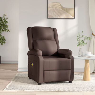 vidaXL Elektryczny fotel masujący, brązowy, sztuczna skóra