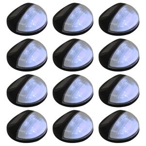 vidaXL Ścienne lampy solarne LED na zewnątrz, 12 szt, okrągłe, czarne