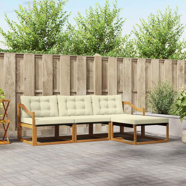vidaXL Zestaw sof na zewnątrz z poduszką 4 pcs Naturalny i Kremowy