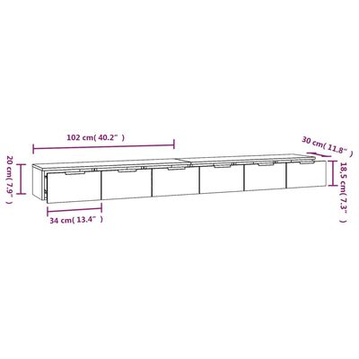 vidaXL Szafki wiszące, 2 szt., szarość betonu, 102x30x20 cm