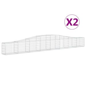 vidaXL Kosze gabionowe, 2 szt, 400x30x40/60 cm, galwanizowane żelazo